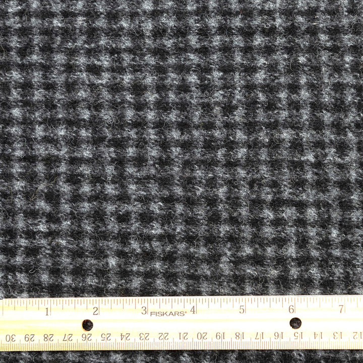 Black and Gray Checked Boiled Wool Fabric - Italian-Crafted Wool Blend for Tailored Coats & Jackets