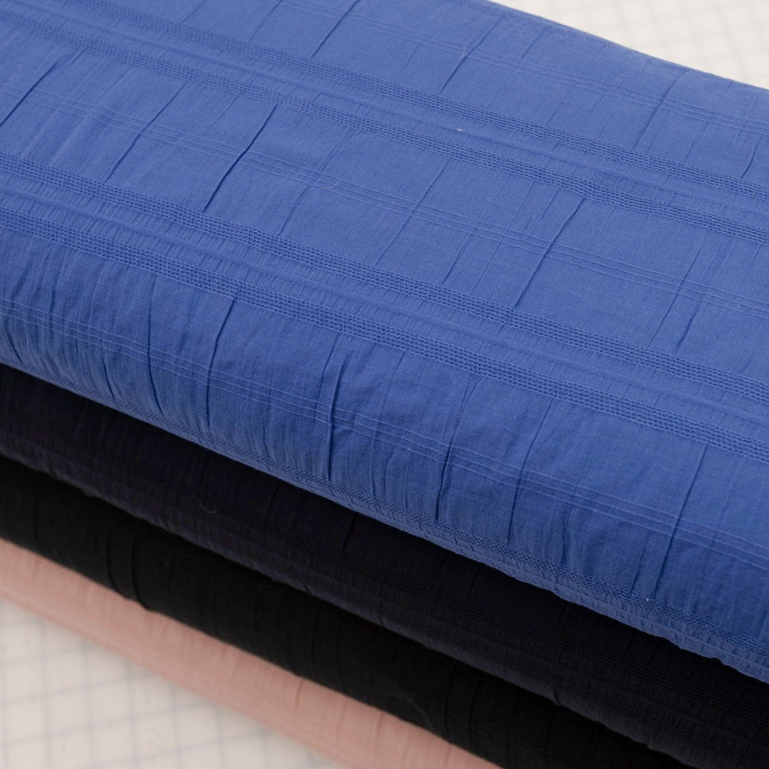 Isabel Crinkle Strata Cotton Fabric in Cobalt