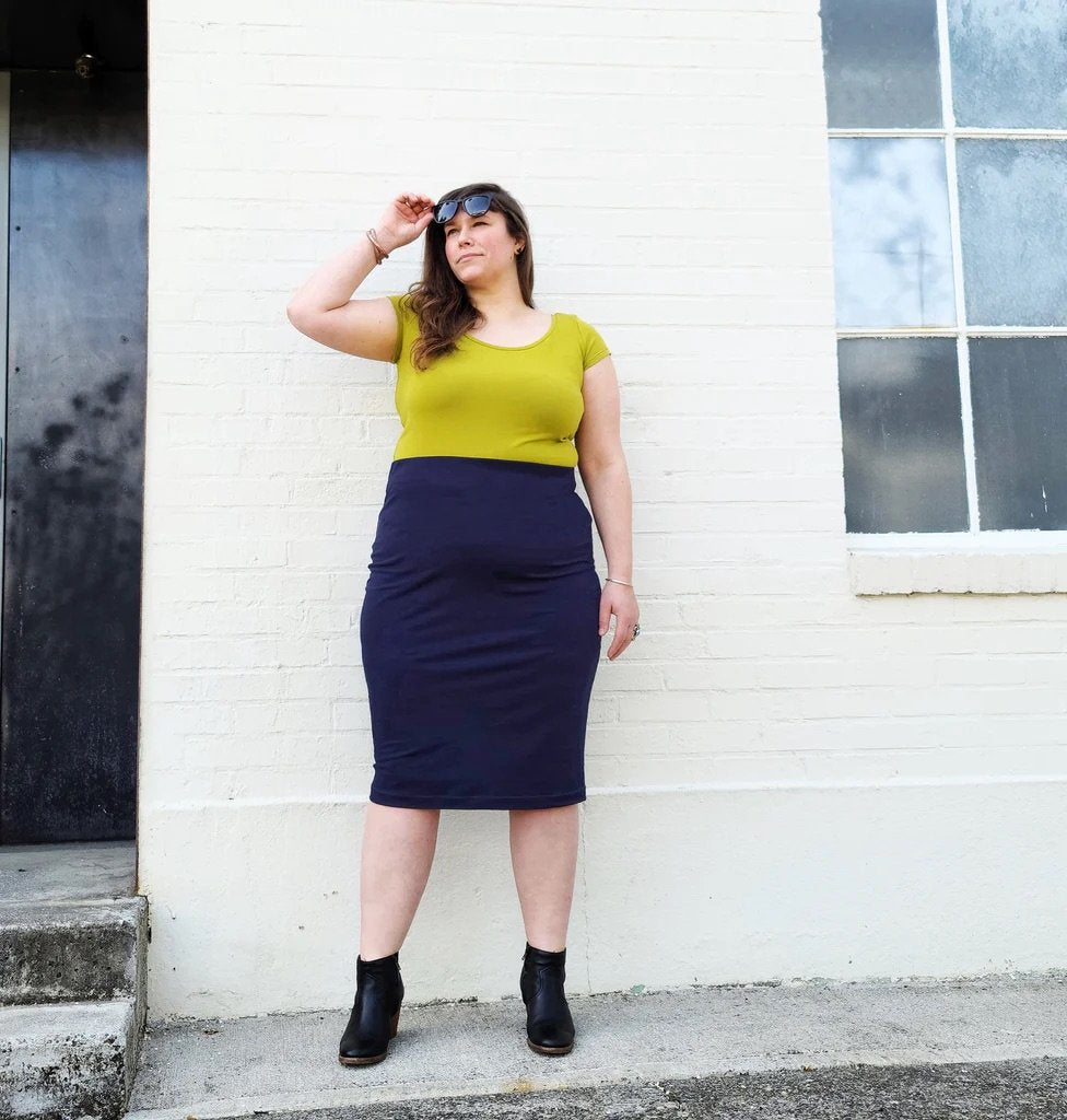 Christine Haynes Verano Tank in lightweight knit fabric, sleeveless summer top sewing pattern