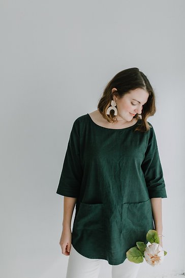 Sew to Grow Bondi Extension for Bondi Top Pattern, includes sleeves, pockets, casings, and dress/tunic length options
