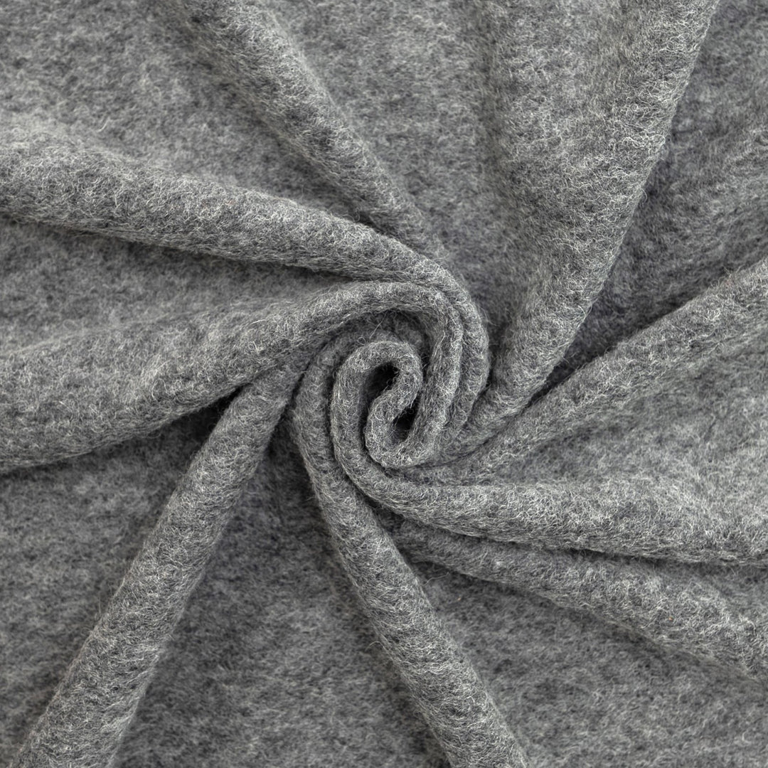 Charcoal Boiled Wool Fabric - Italian-Crafted Wool Blend for Tailored Coats & Jackets