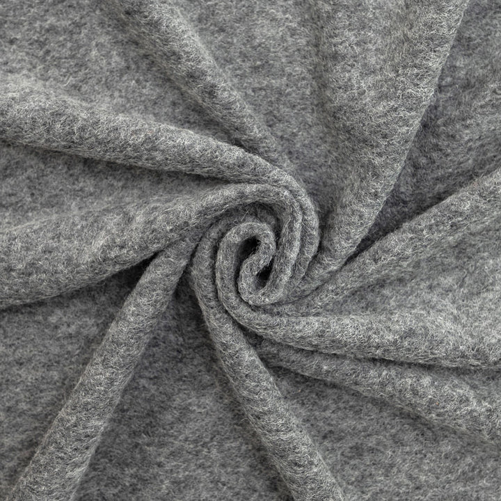 Charcoal Boiled Wool Fabric - Italian-Crafted Wool Blend for Tailored Coats & Jackets