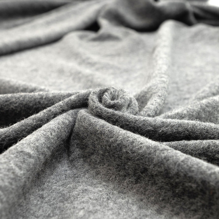Charcoal Boiled Wool Fabric - Italian-Crafted Wool Blend for Tailored Coats & Jackets