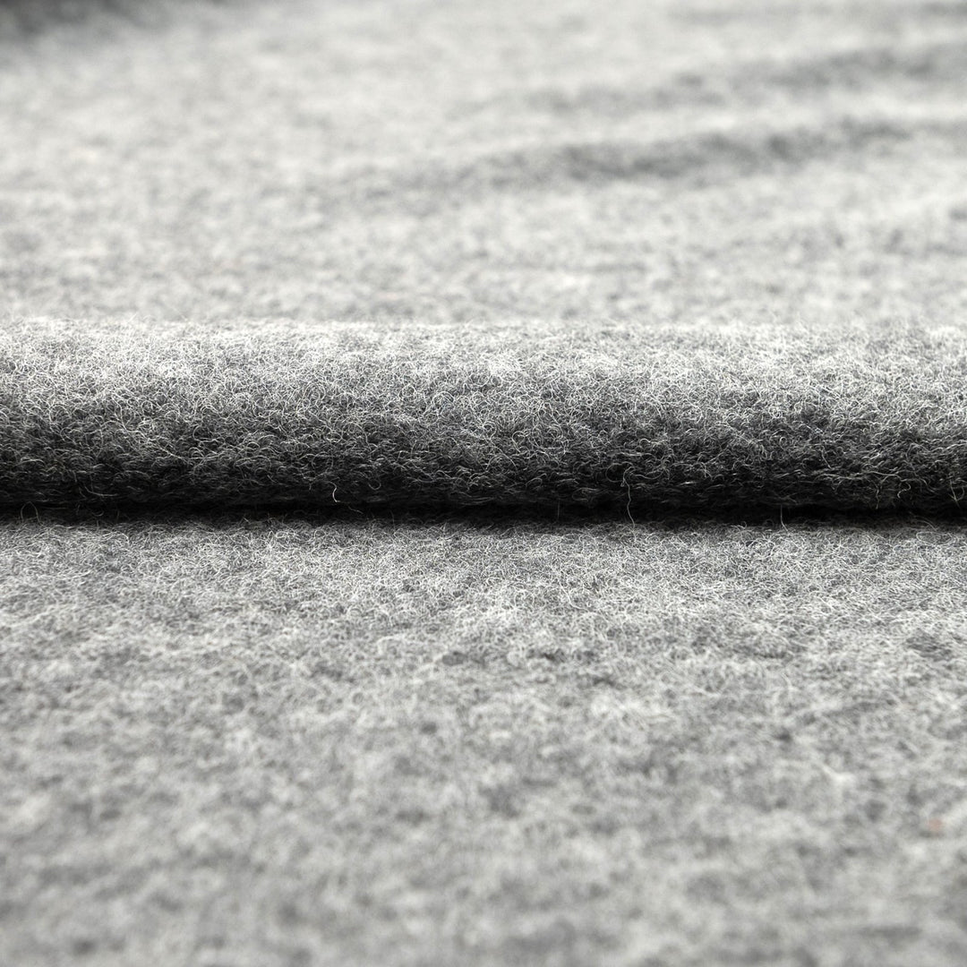 Charcoal Boiled Wool Fabric - Italian-Crafted Wool Blend for Tailored Coats & Jackets