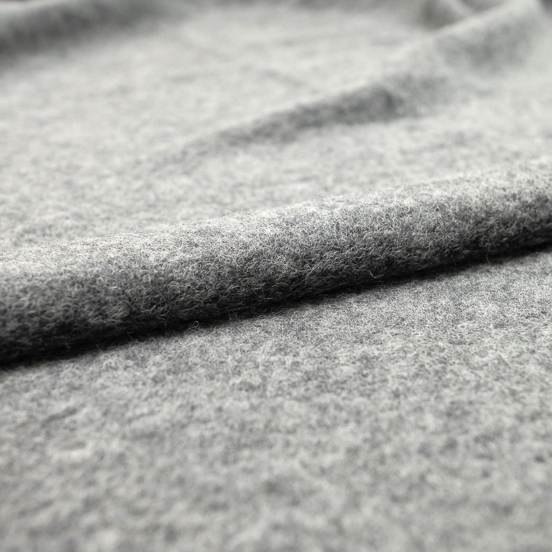 Charcoal Boiled Wool Fabric - Italian-Crafted Wool Blend for Tailored Coats & Jackets