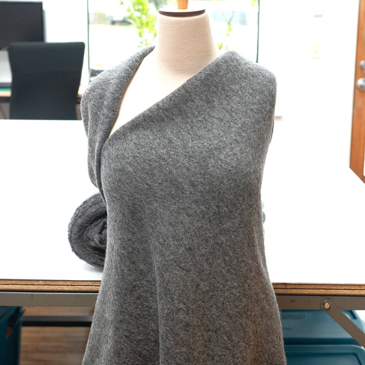 Charcoal Boiled Wool Fabric - Italian-Crafted Wool Blend for Tailored Coats & Jackets