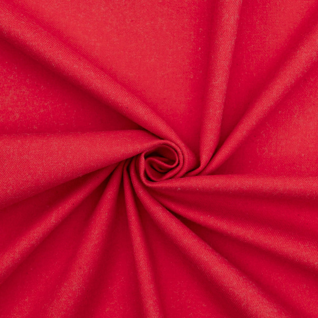 Solid red cotton flannel fabric - wide-width brushed textile for cozy shirts and winter pajamas