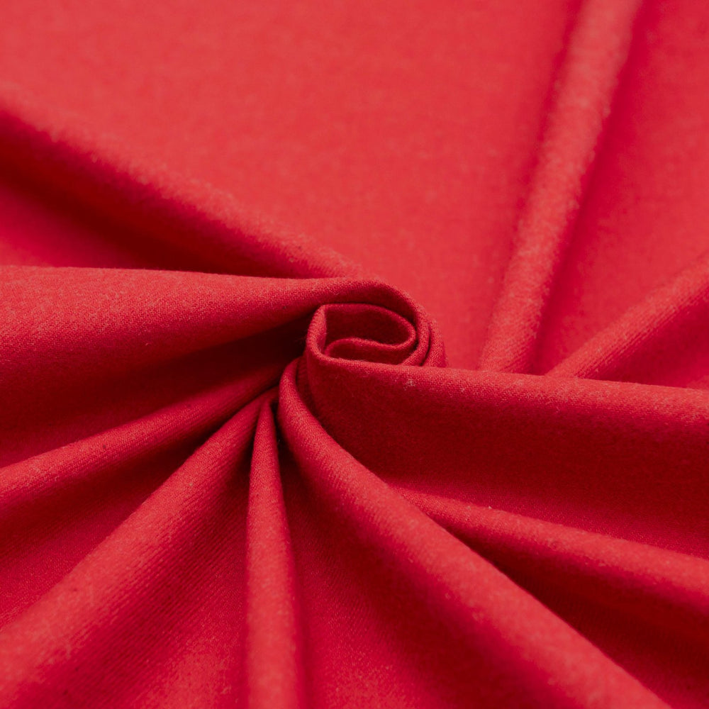 Solid red cotton flannel fabric - wide-width brushed textile for cozy shirts and winter pajamas