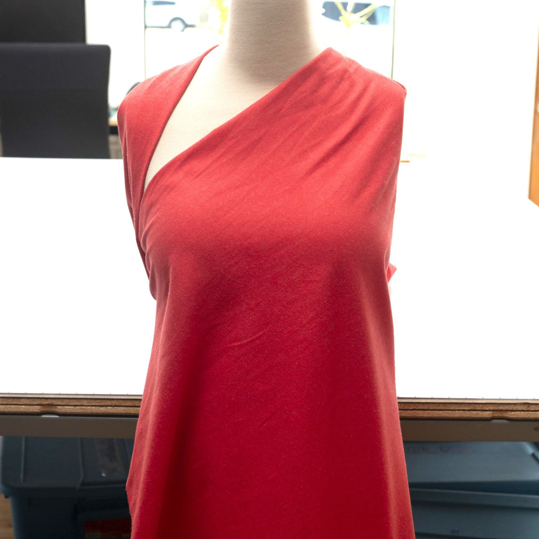Solid red cotton flannel fabric - wide-width brushed textile for cozy shirts and winter pajamas