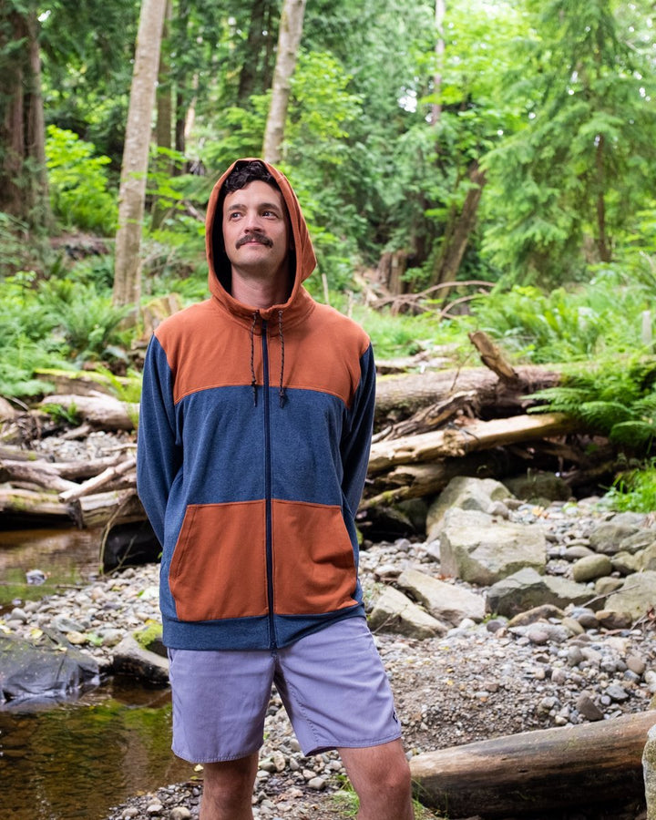 Thread Theory Carmanah Sweater sewing pattern zippered knit sweater with lined hood and optional kangaroo pockets