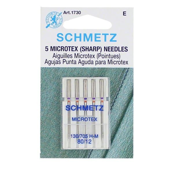 Schmetz Microtex Sharp Needles - 80/12 (5-Count) for Silk and Delicate Fabrics