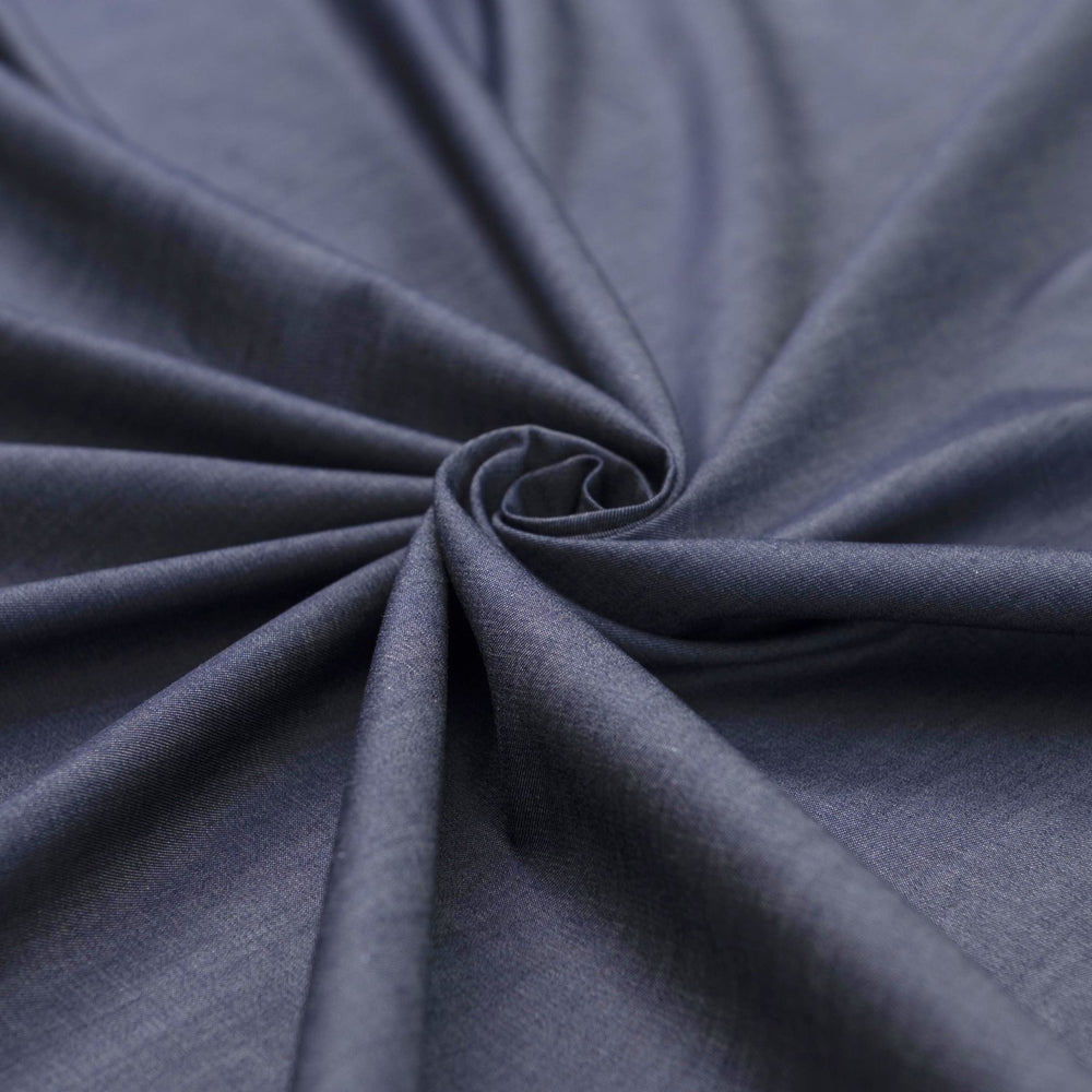 Indigo Blue Tencel Chambray Fabric - 58-Inch Wide, Sustainable Deadstock Material for Dresses, Shirts & Lightweight Apparel