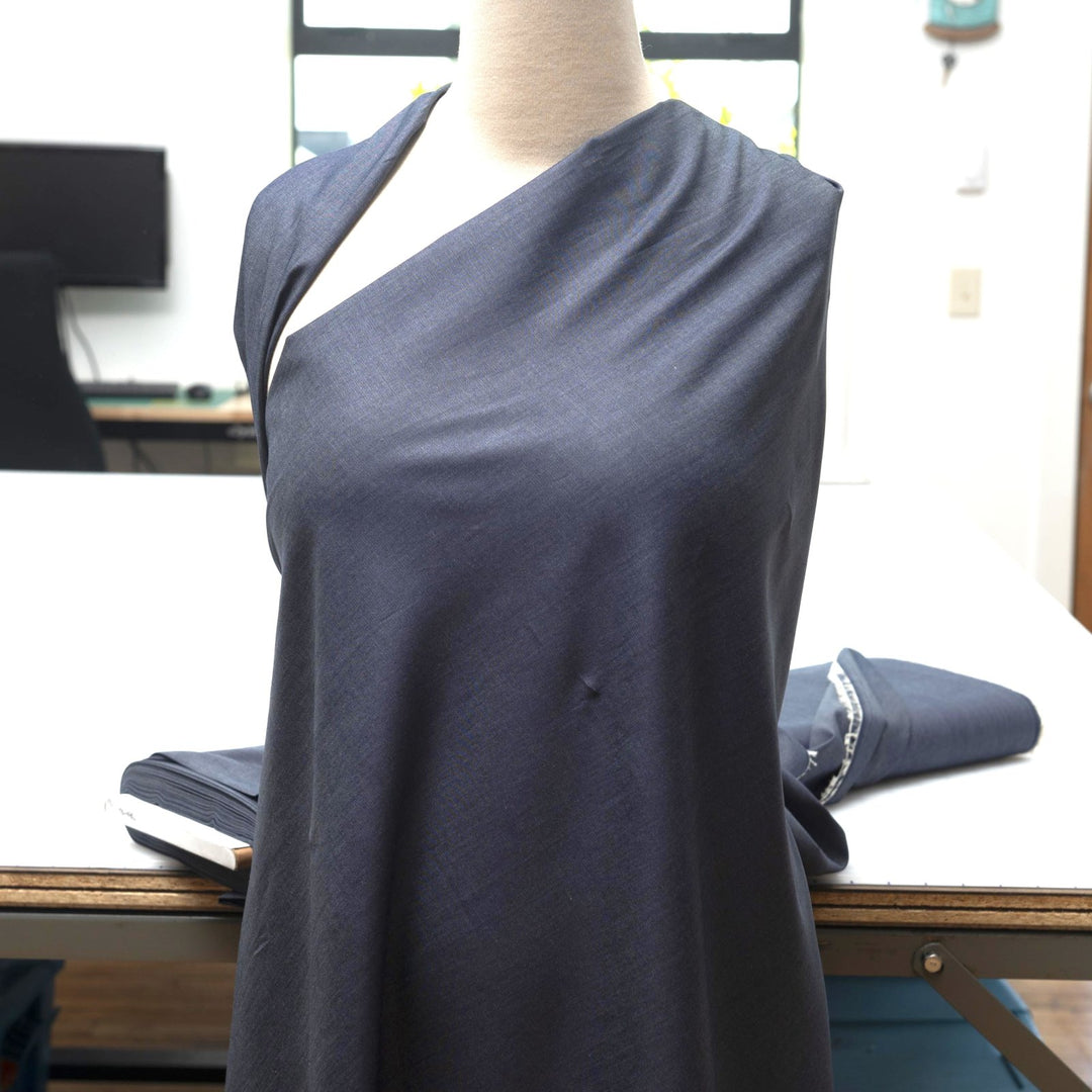 Indigo Blue Tencel Chambray Fabric - 58-Inch Wide, Sustainable Deadstock Material for Dresses, Shirts & Lightweight Apparel