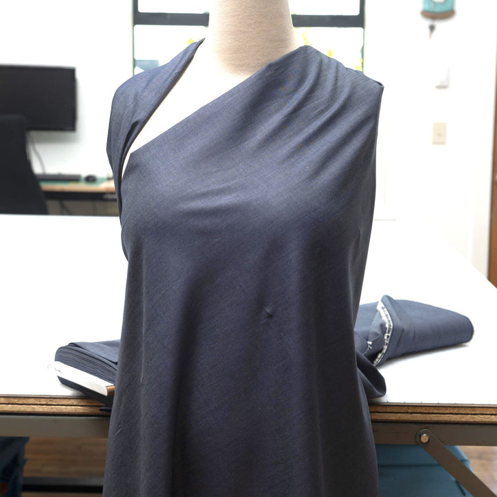 Indigo Blue Tencel Chambray Fabric - 58-Inch Wide, Sustainable Deadstock Material for Dresses, Shirts & Lightweight Apparel