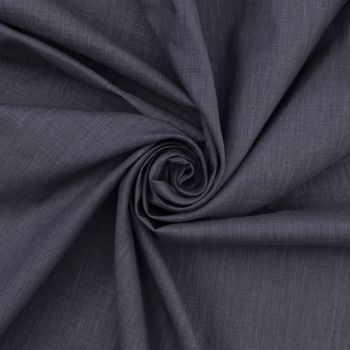 “Linen – Denim Blue fabric, 100% natural linen with soft drape, 52-inch width, ideal for dresses, skirts, blouses, and summer clothing.”