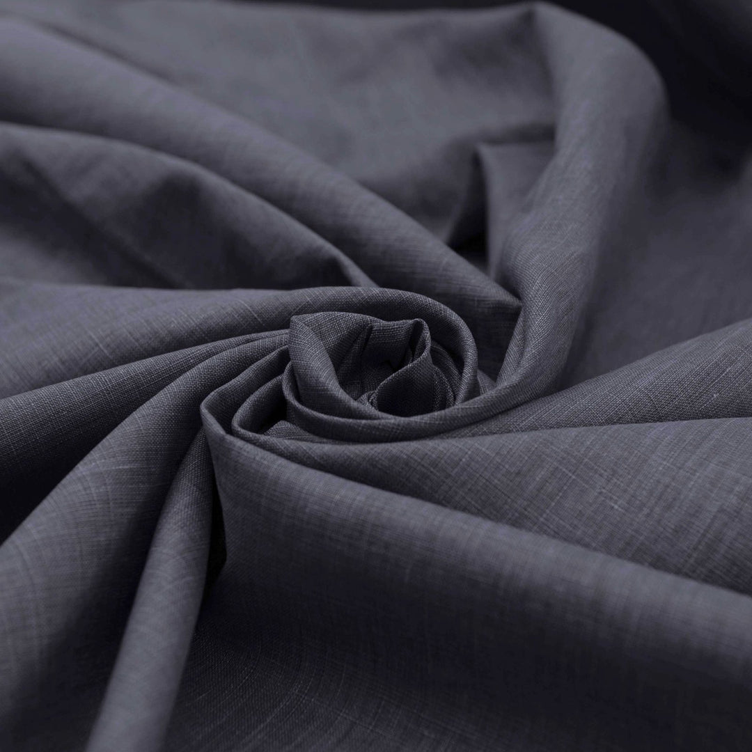“Linen – Denim Blue fabric, 100% natural linen with soft drape, 52-inch width, ideal for dresses, skirts, blouses, and summer clothing.”