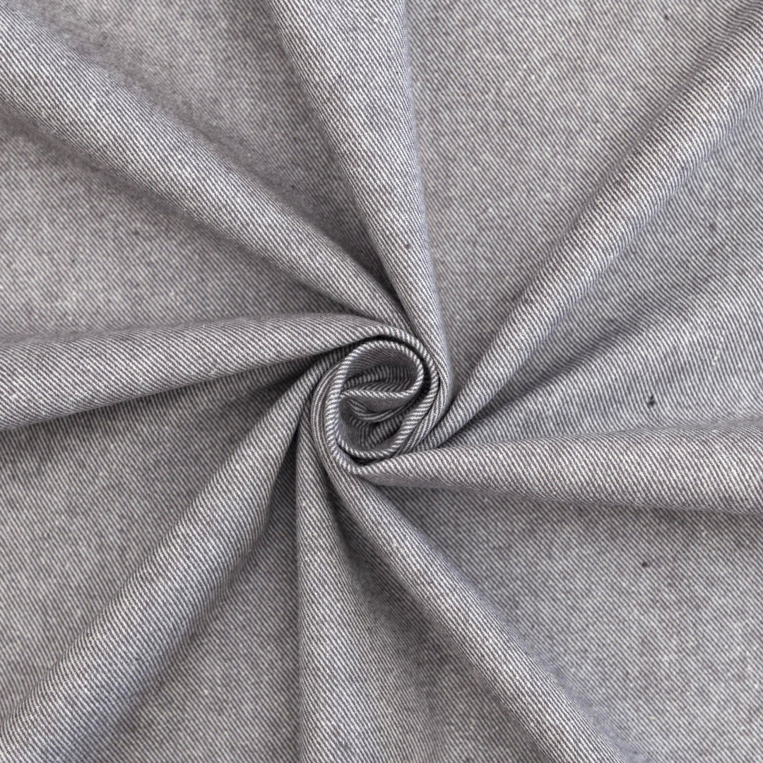 Soft gray 100% cotton flannel fabric - brushed medium-weight textile for cozy shirts and pajamas