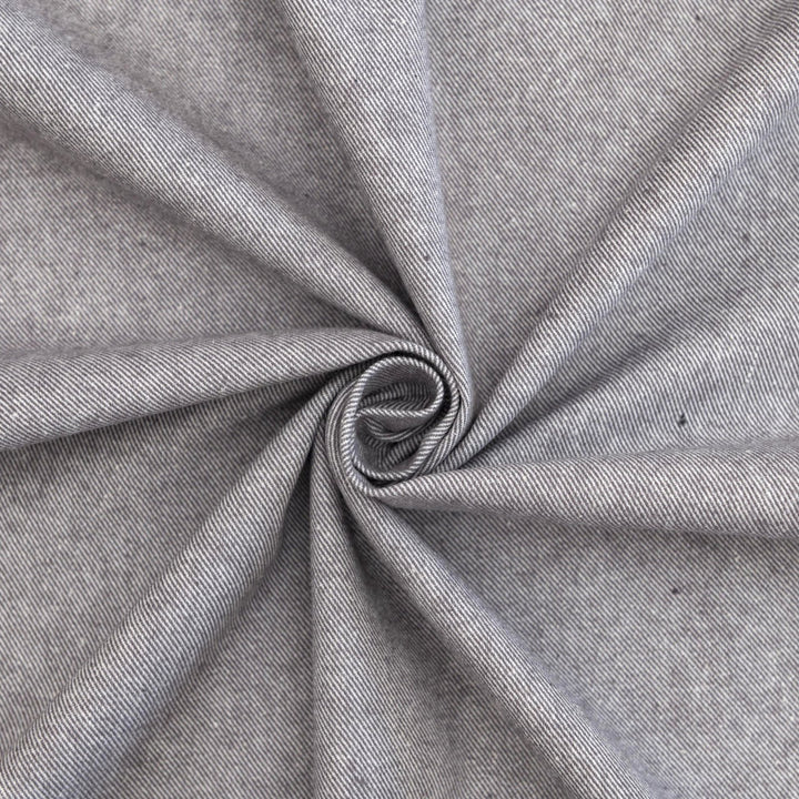 Soft gray 100% cotton flannel fabric - brushed medium-weight textile for cozy shirts and pajamas