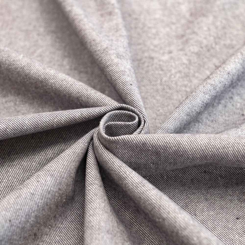 Soft gray 100% cotton flannel fabric - brushed medium-weight textile for cozy shirts and pajamas