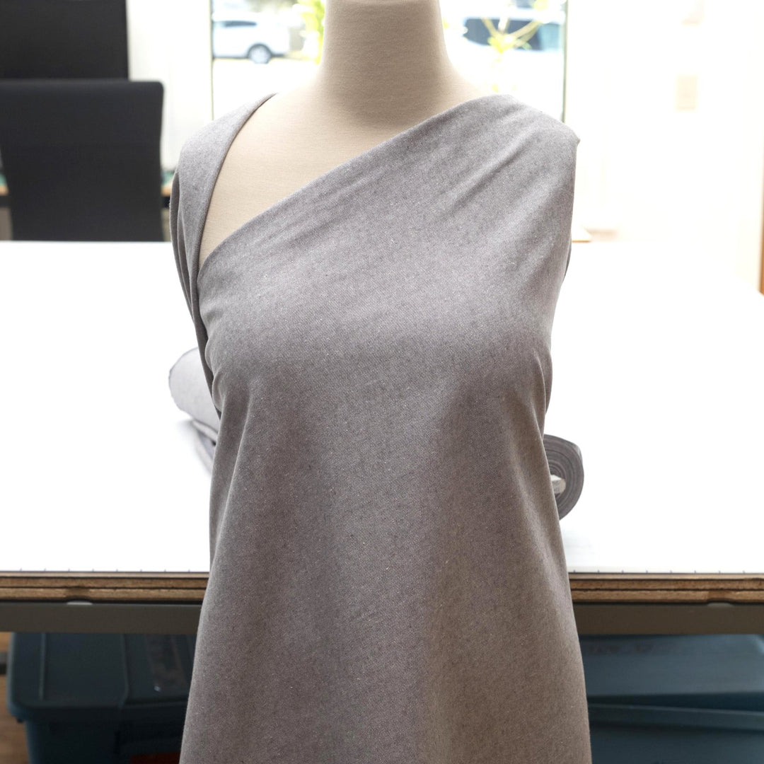 Soft gray 100% cotton flannel fabric - brushed medium-weight textile for cozy shirts and pajamas