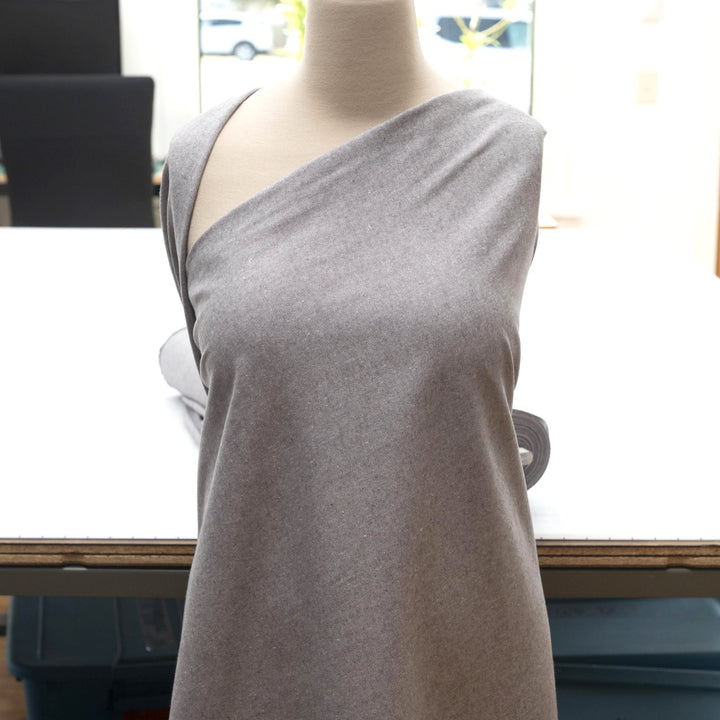 Soft gray 100% cotton flannel fabric - brushed medium-weight textile for cozy shirts and pajamas