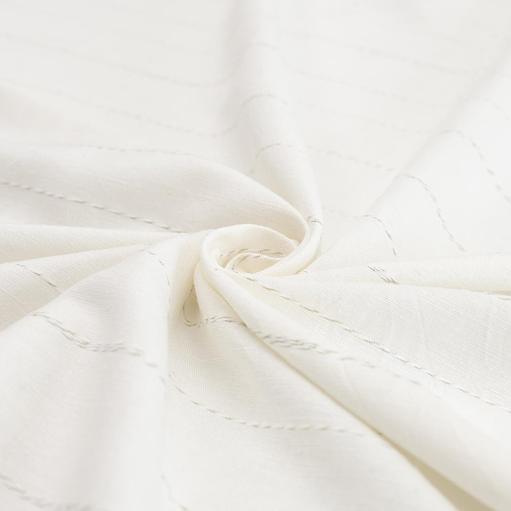 Rayon Woven - "Soft White with Gray Stripe"