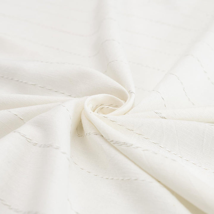 Rayon Woven - "Soft White with Gray Stripe"