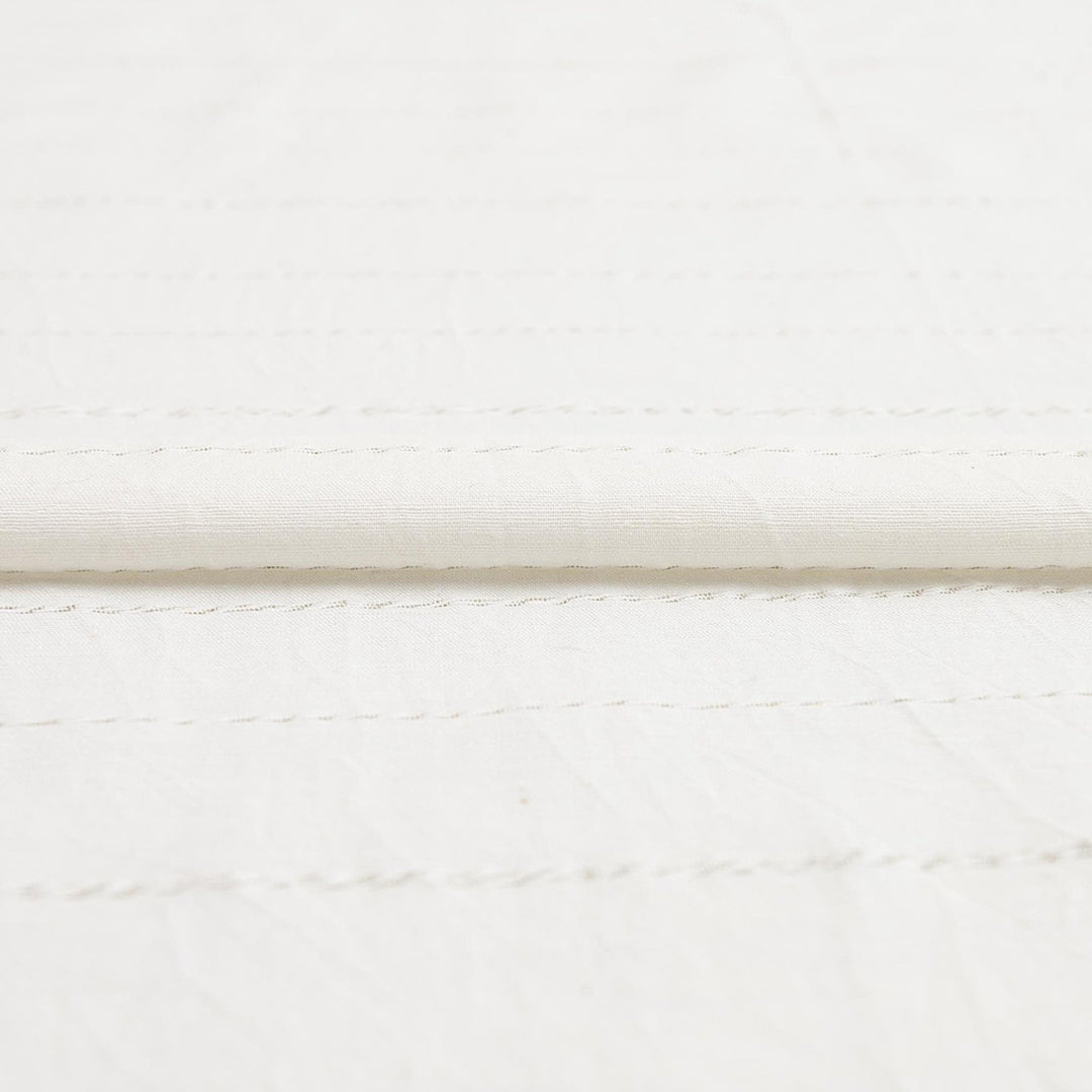 Rayon Woven - "Soft White with Gray Stripe"