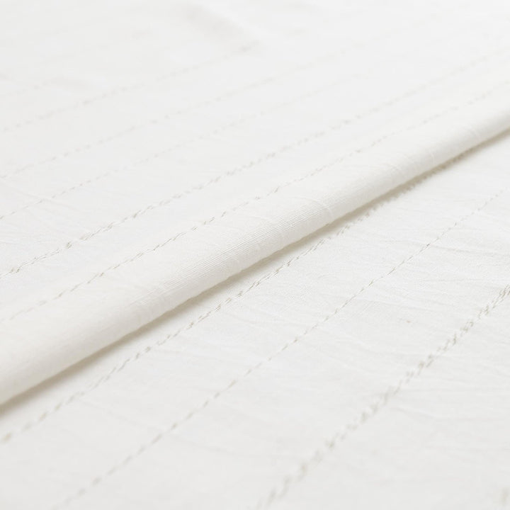 Rayon Woven - "Soft White with Gray Stripe"