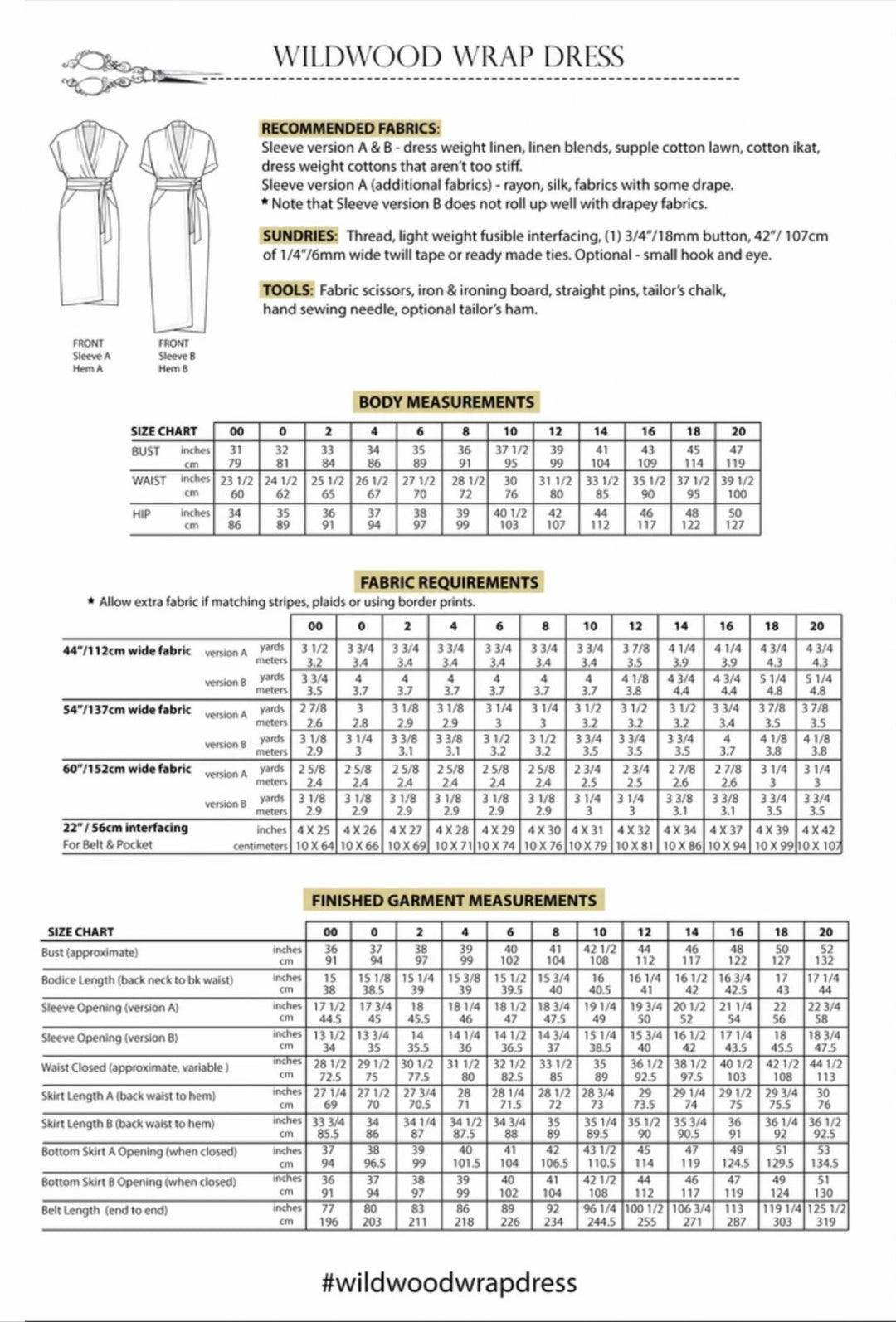 Pattern - Sew House Seven - The Wildwood Wrap Dress - 2 size ranges