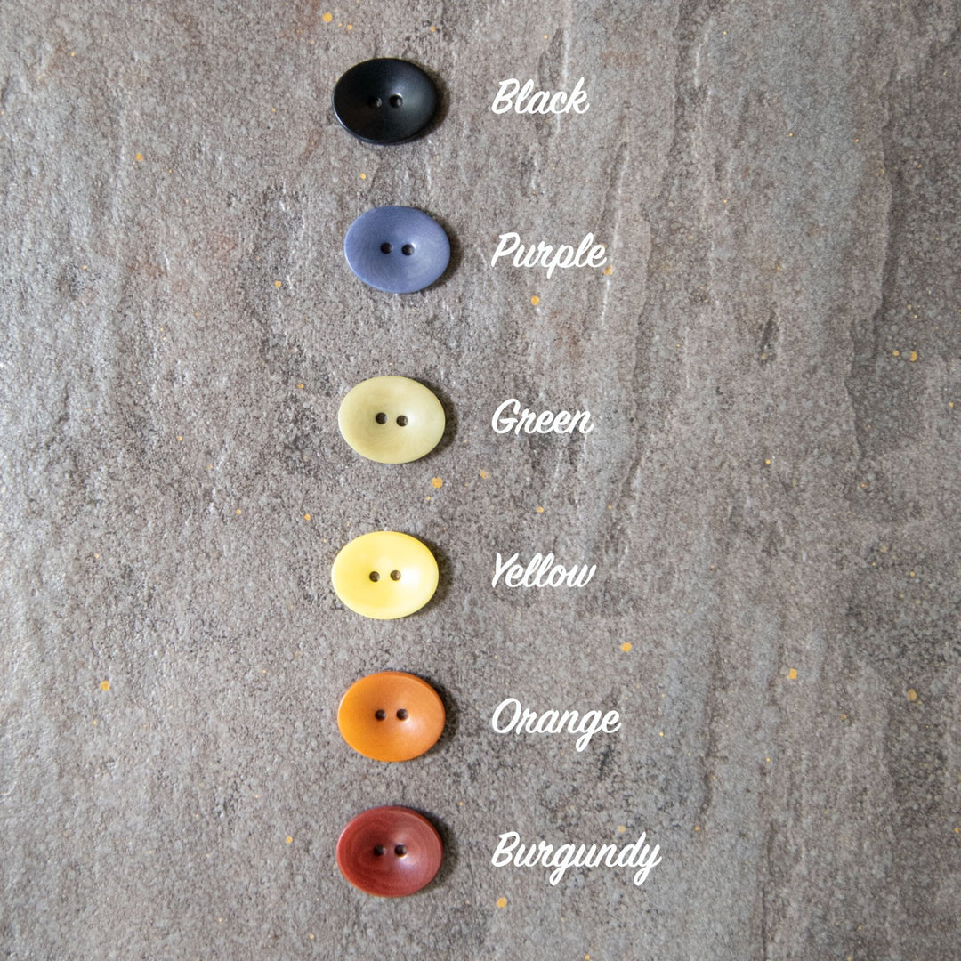 18mm Matte Oval Corozo Buttons - Sustainable Two-Hole Sewing Buttons in 6 Colors