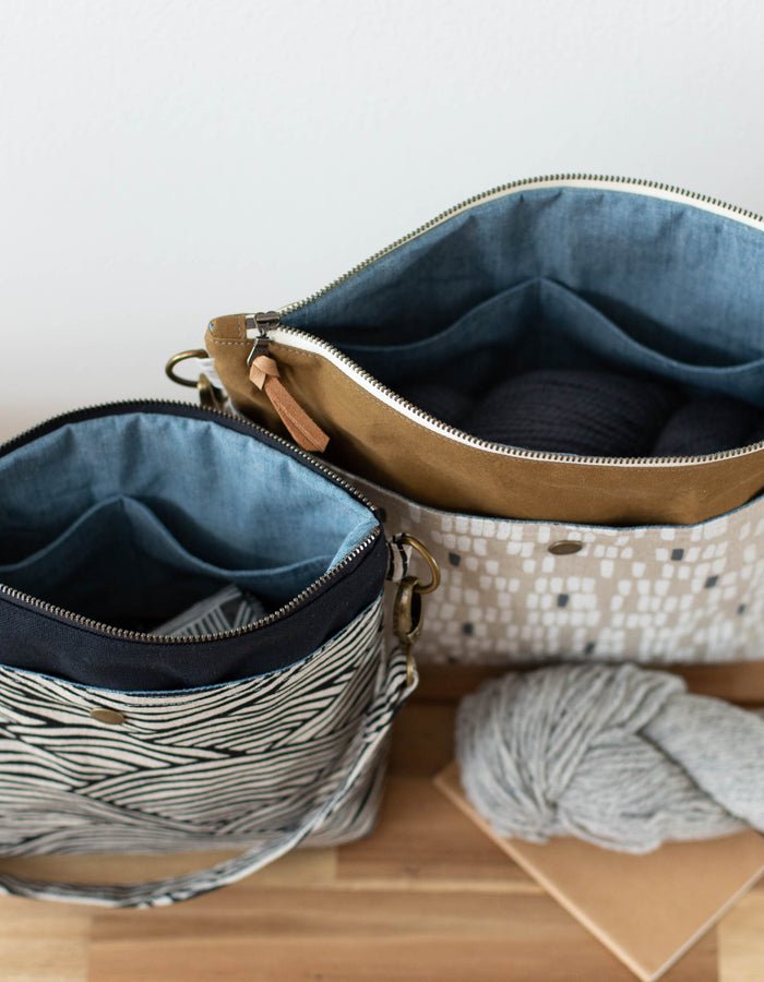 Noodlehead Hillside Tote crossbody bag with zip closure and exterior pockets, available in regular and mini sizes