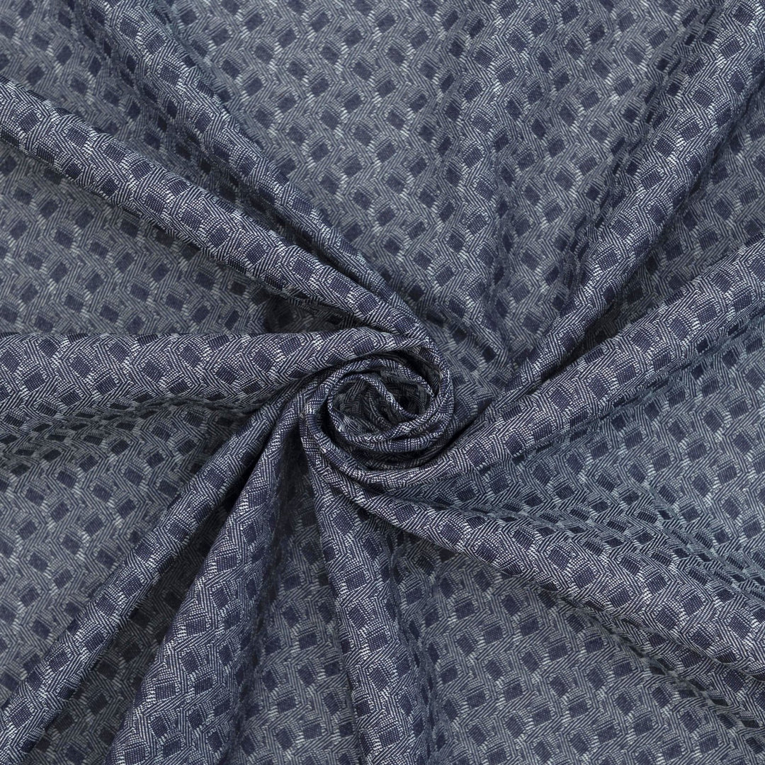 Geometric indigo denim fabric - 6.13 oz lightweight cotton - 58 inch width