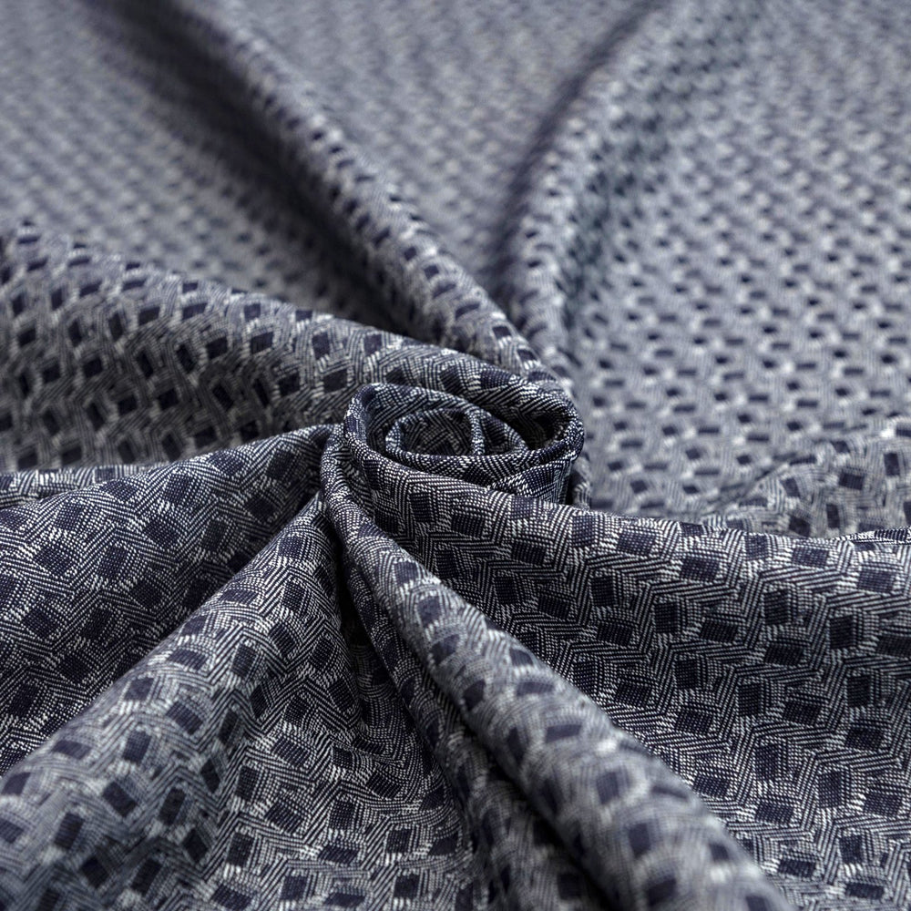 Geometric indigo denim fabric - 6.13 oz lightweight cotton - 58 inch width