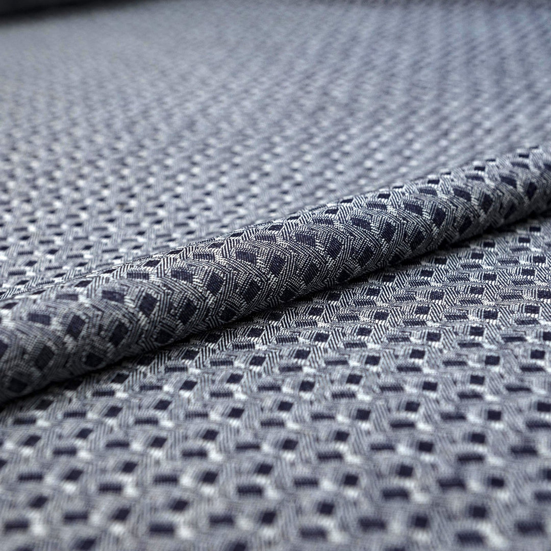 Geometric indigo denim fabric - 6.13 oz lightweight cotton - 58 inch width