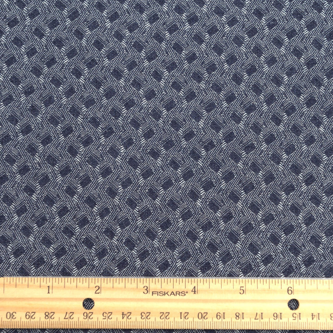 Geometric indigo denim fabric - 6.13 oz lightweight cotton - 58 inch width