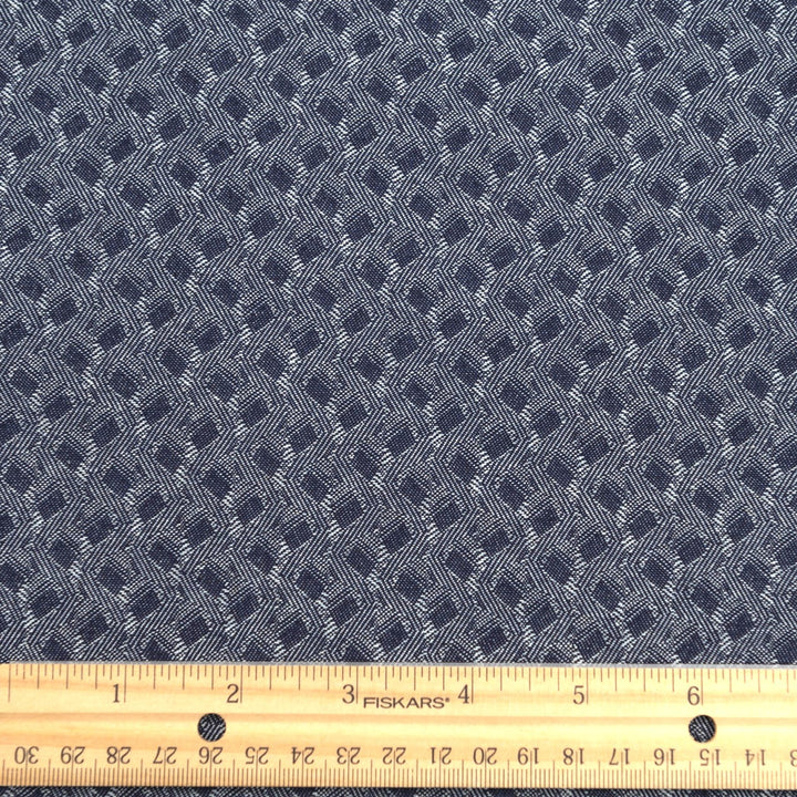 Geometric indigo denim fabric - 6.13 oz lightweight cotton - 58 inch width