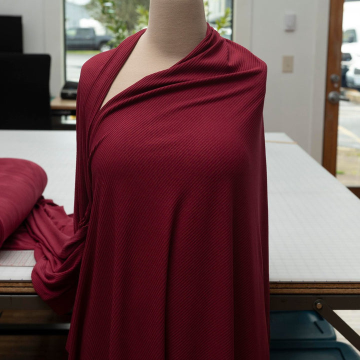 Rouge Bamboo Rib Knit - Stretchy Luxe Fabric for Athleisure Sewing