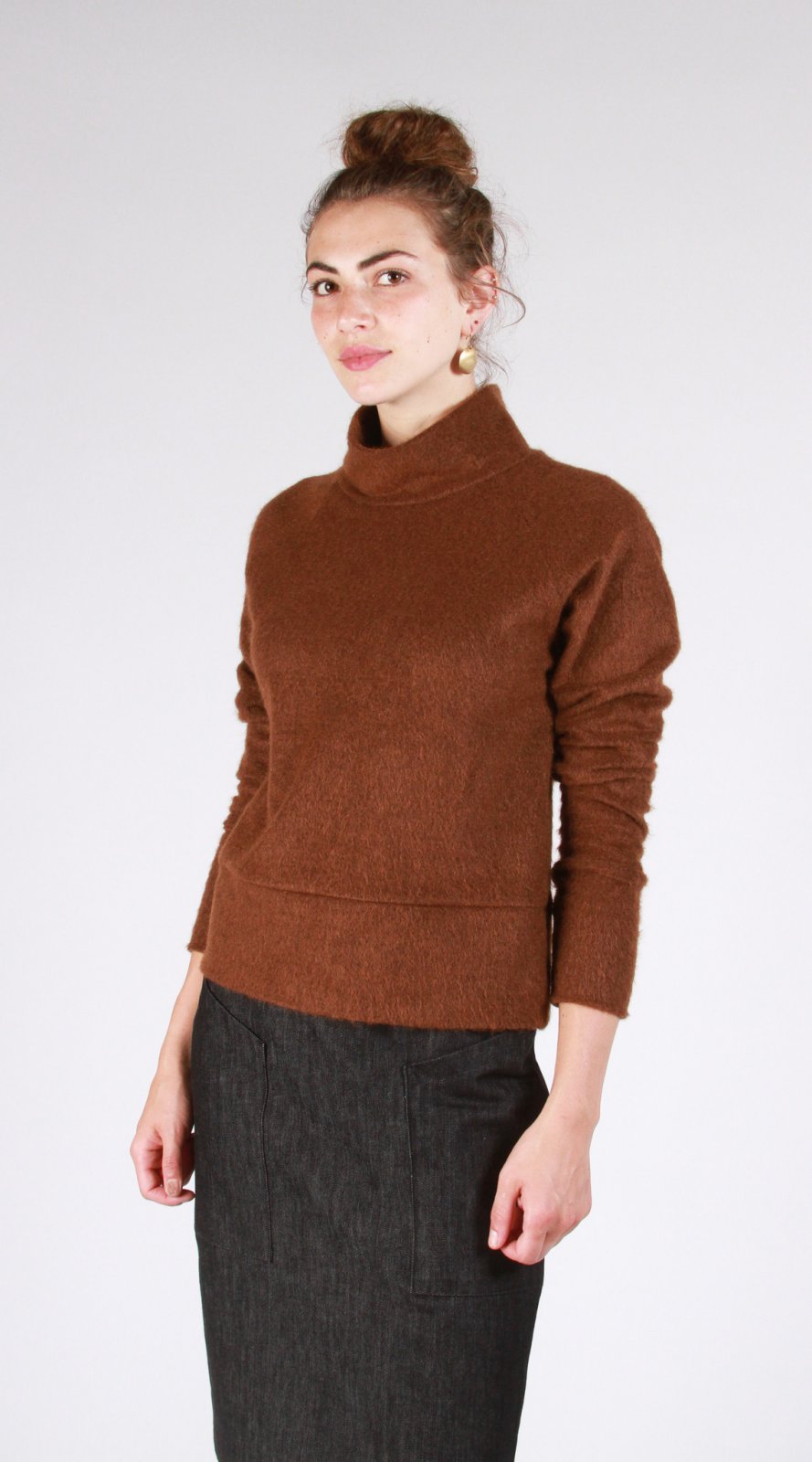 Sew House Seven Toaster Sweaters sewing pattern – two sweater styles with mock neck and funnel neck options