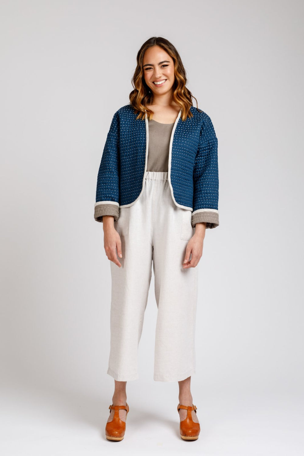Megan Nielsen Hovea sewing pattern loose-fit drop shoulder jacket and coat with pockets and optional quilting