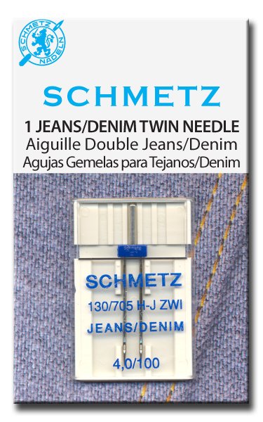 Schmetz Double Denim Twin Needle sz4.0100 - 4mm Spacing for Jeans & Heavy Fabrics