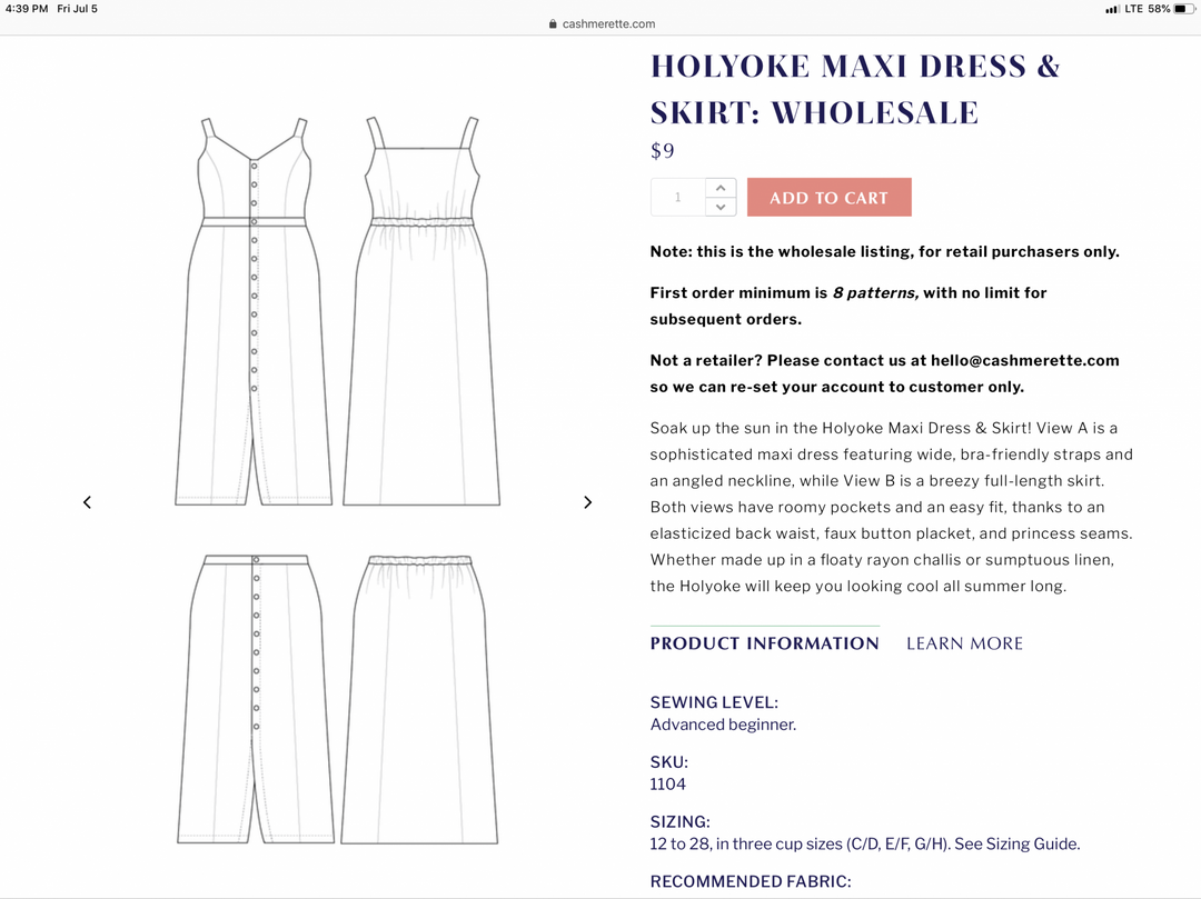 Cashmerette Holyoke Maxi Dress & Skirt Pattern – elastic waist maxi dress and full-length skirt sewing pattern