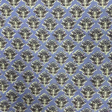Indian Block Print Cotton - Petite Floral Periwinkle
