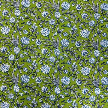 Indian Block Print Cotton - Wildflower Olive