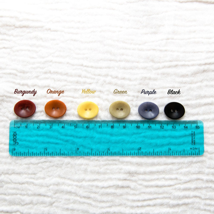 18mm Matte Oval Corozo Buttons - Sustainable Two-Hole Sewing Buttons in 6 Colors