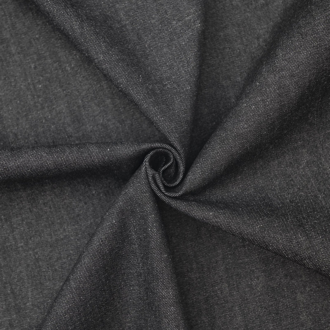 Heavyweight solid black denim fabric 100% cotton for jeans and jackets