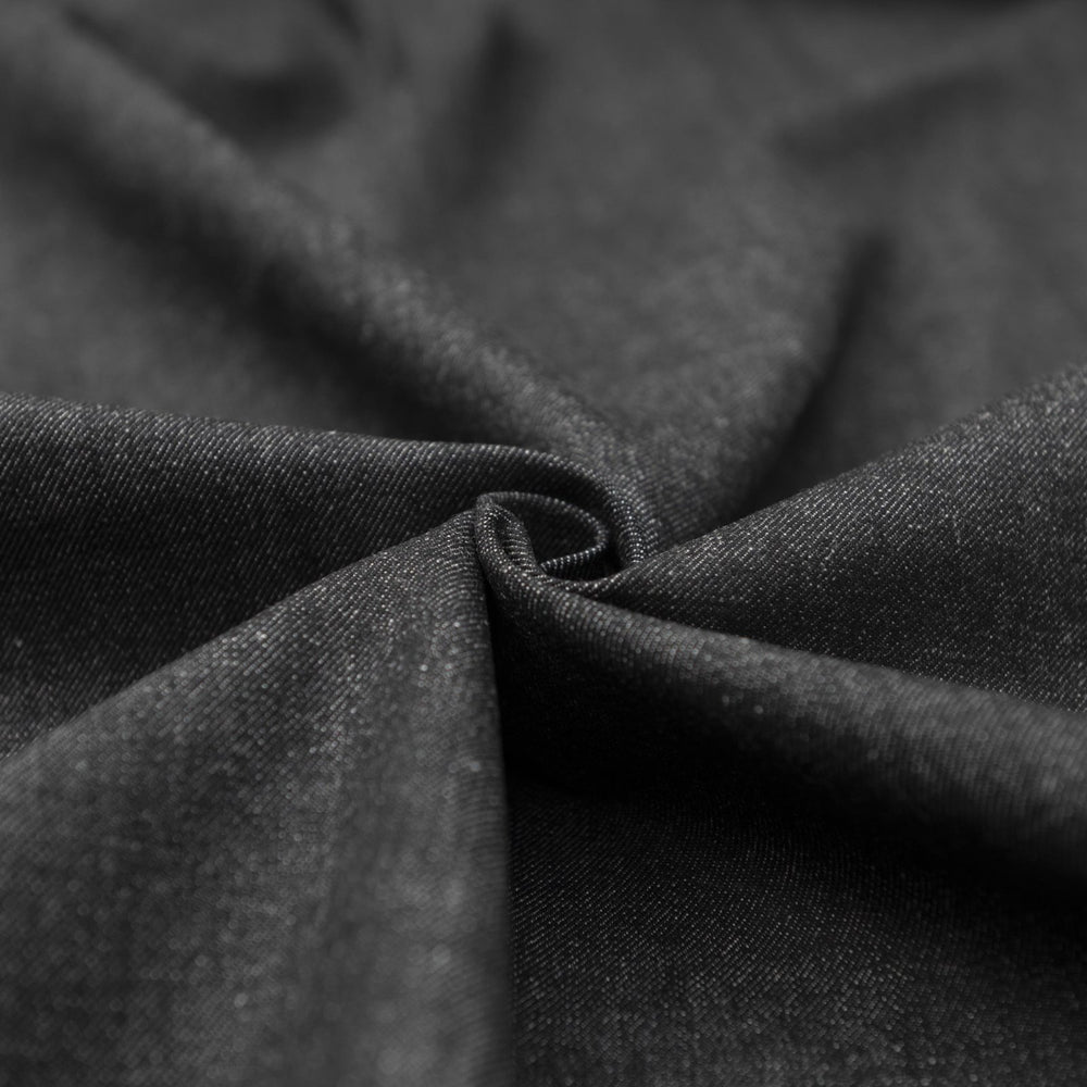 Heavyweight solid black denim fabric 100% cotton for jeans and jackets