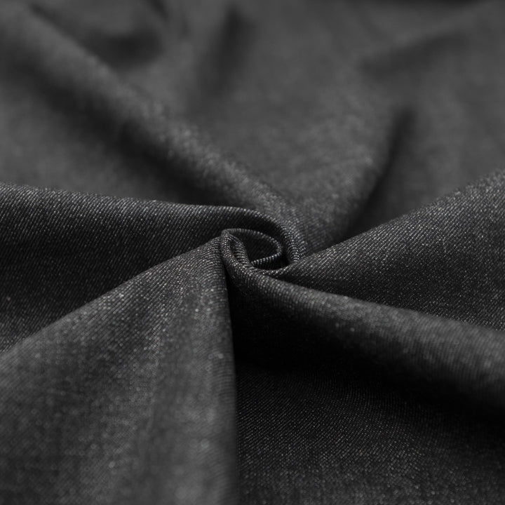 Heavyweight solid black denim fabric 100% cotton for jeans and jackets