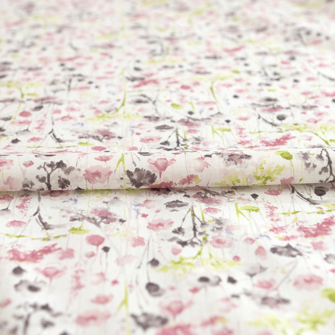 Japanese Cotton Watercolor Fuzzy Floral by Kokka – Soft, lightweight 100% cotton fabric for sewing blouses, dresses, and skirts.