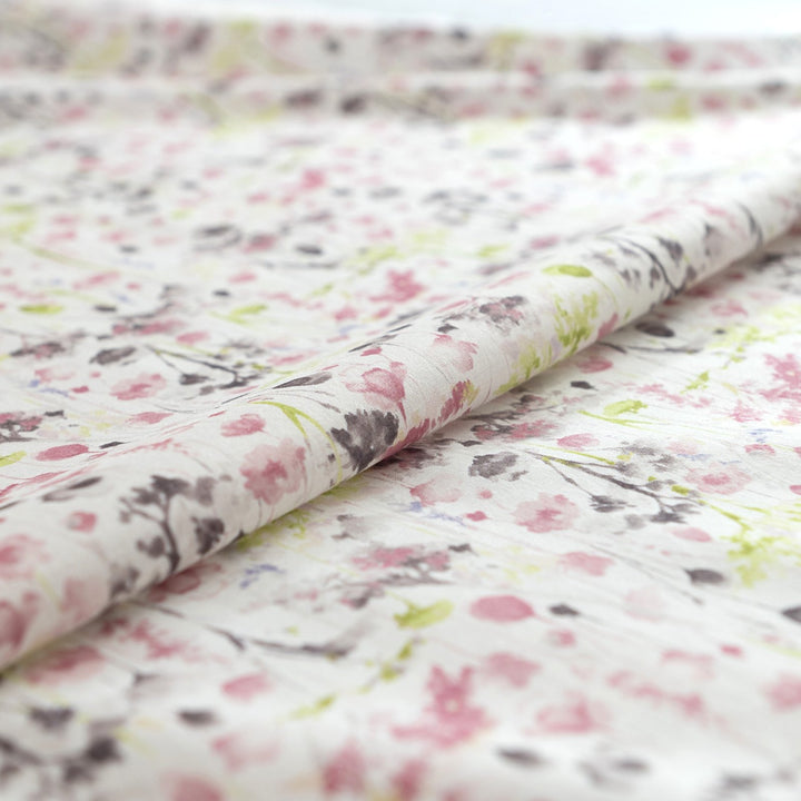Japanese Cotton Watercolor Fuzzy Floral by Kokka – Soft, lightweight 100% cotton fabric for sewing blouses, dresses, and skirts.